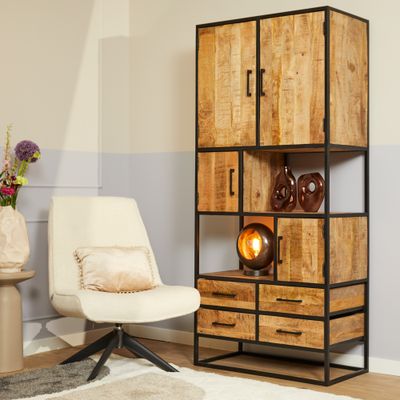 Vakkenkast Denver | Mangohout en staal | 90 cm Vakkenkast Denver | Mangohout en staal | 90 cm