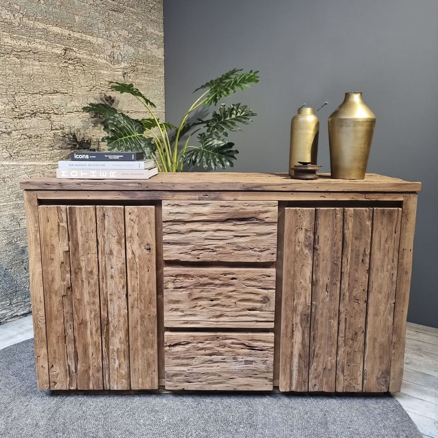 Bridge 2 Door 3 Drawer Sideboard Teak 150