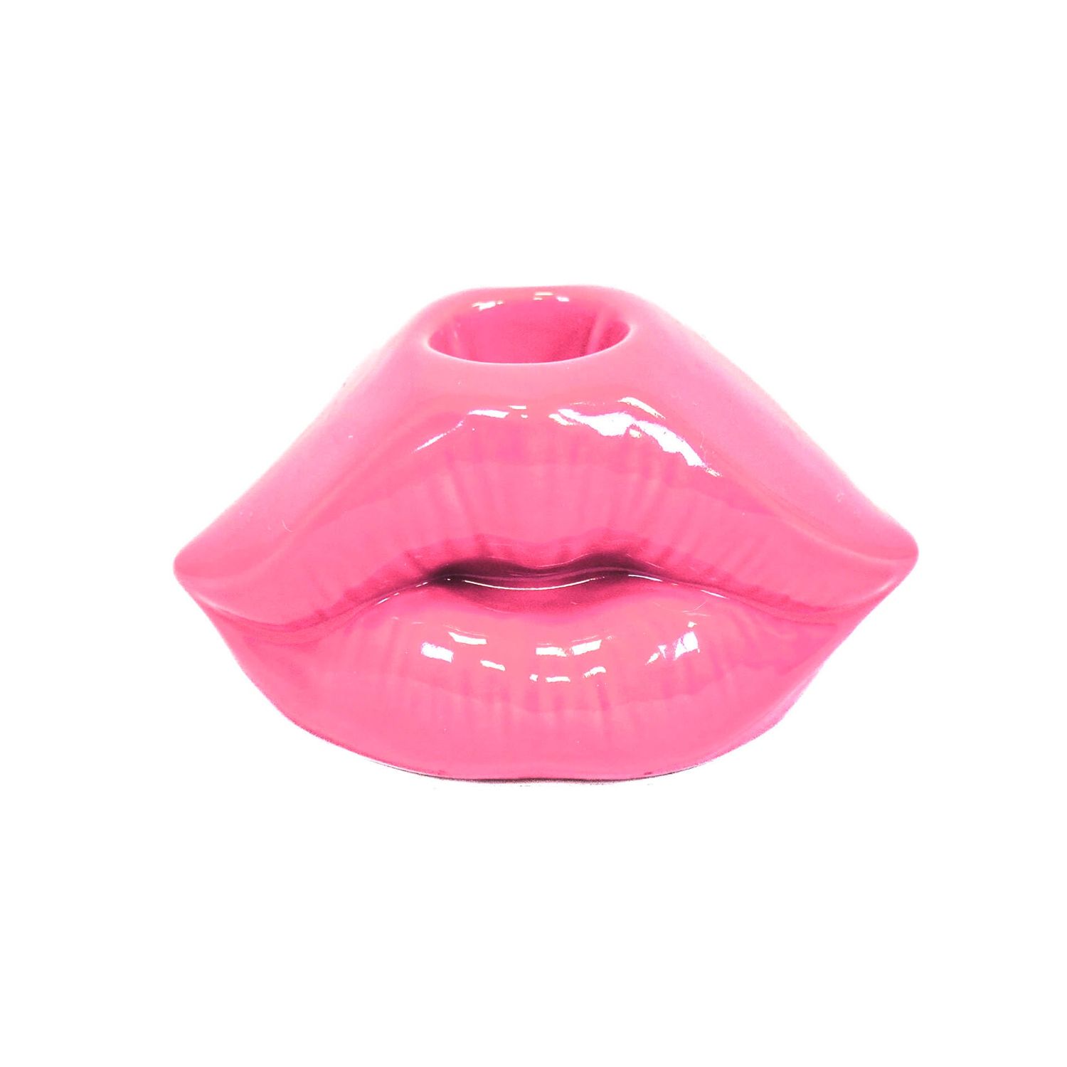 HV Lips Don&#39;t Lie Candleholder - Neon Pink - 10,5x6,5x5,5cm