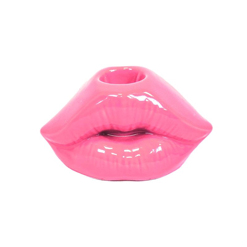 HV Lips Don&#39;t Lie Candleholder - Neon Pink - 10,5x6,5x5,5cm