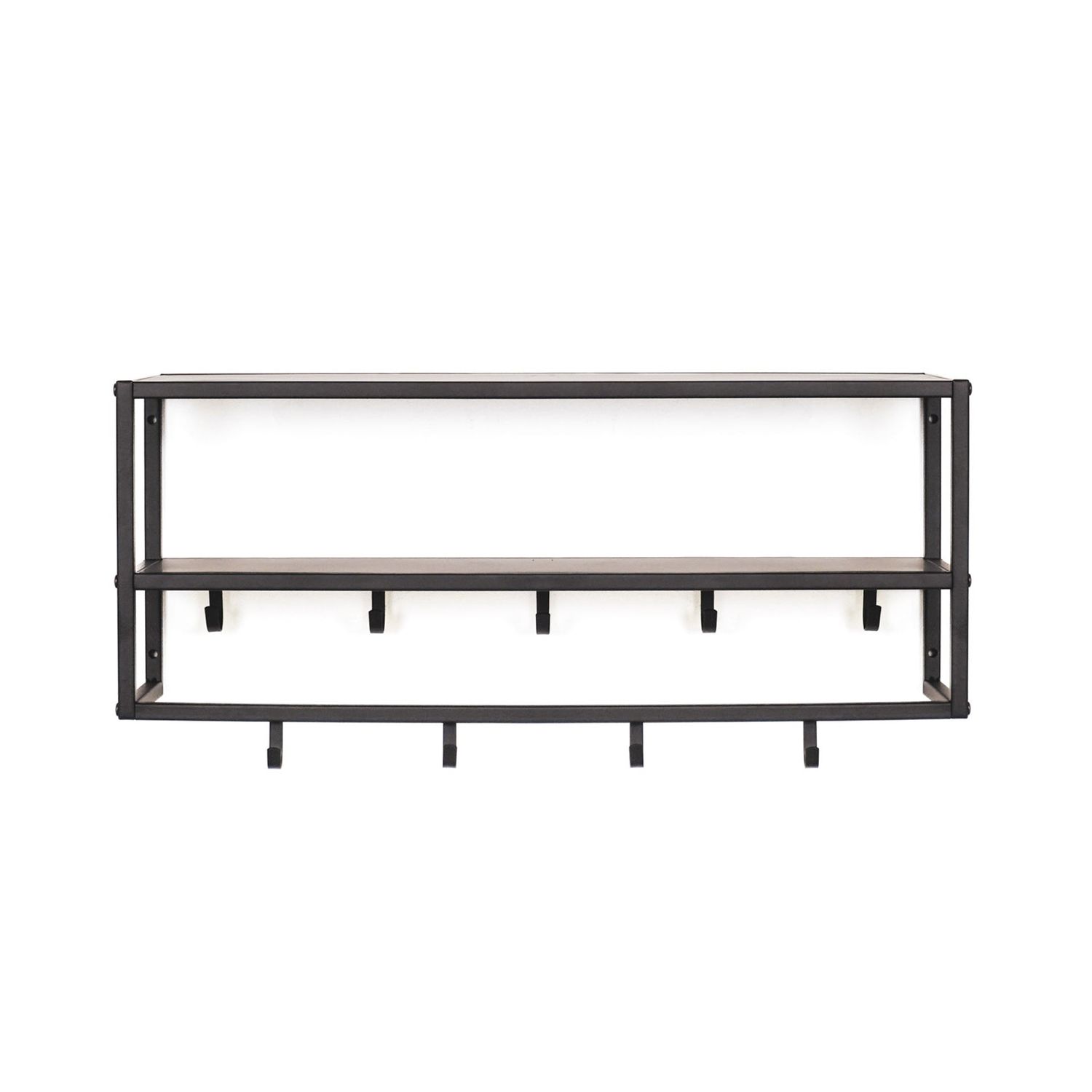 HV Metal Coat Rack with shelves - Black - 73x21x29,5cm