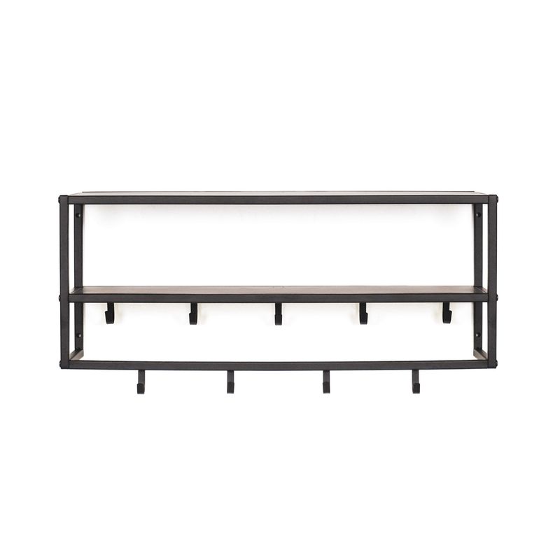 HV Metal Coat Rack with shelves - Black - 73x21x29,5cm