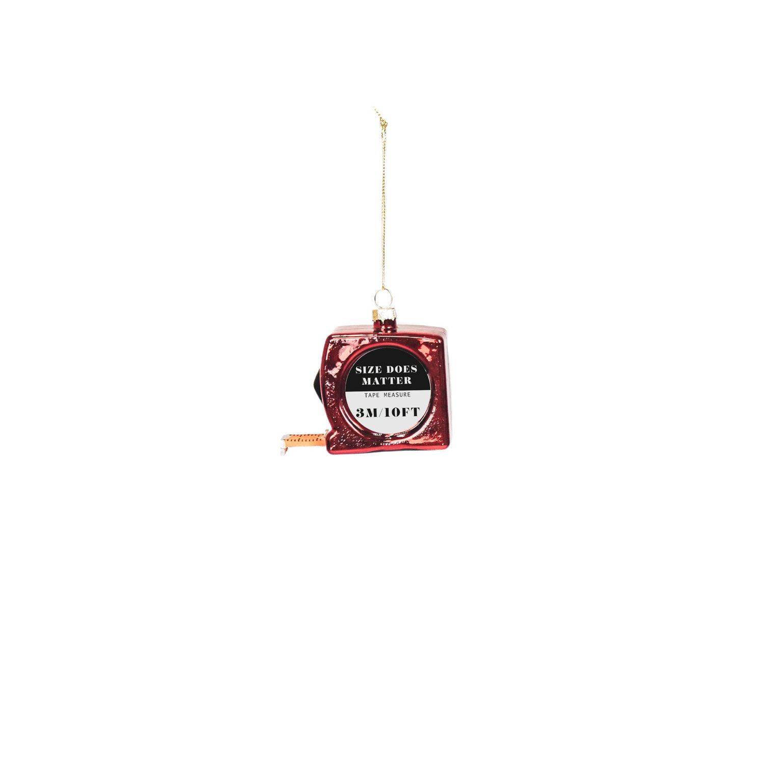 HV Measuring Tape Xmas Hanger Glass - Set of 2 - 9x3x7cm