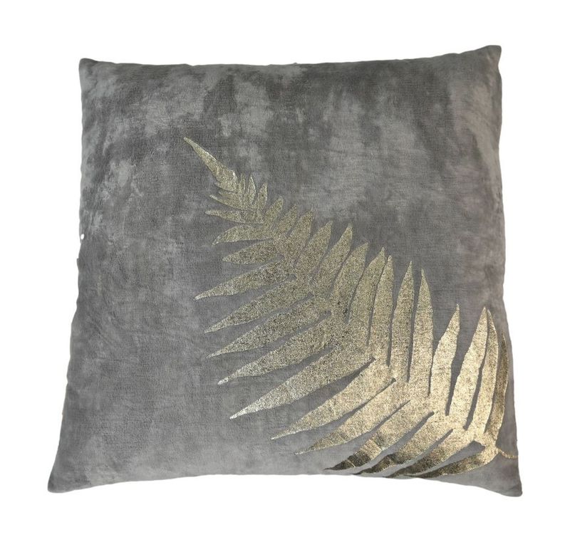 HSM Collection-Sierkussen Met Print-45x45-Licht Grijs/Goud-Stof