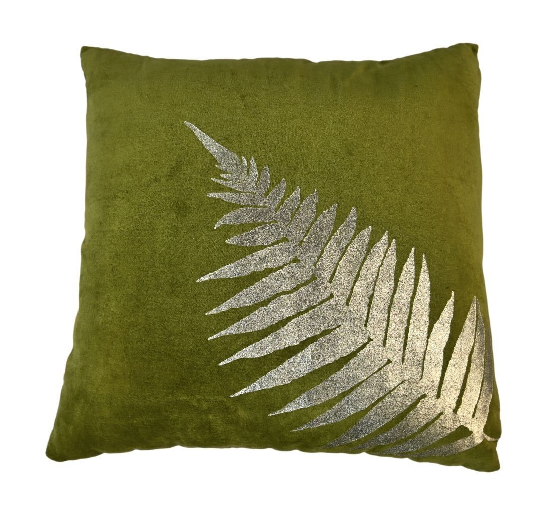 HSM Collection-Sierkussen Met Print-45x45-Olijf Groen/Goud-Stof