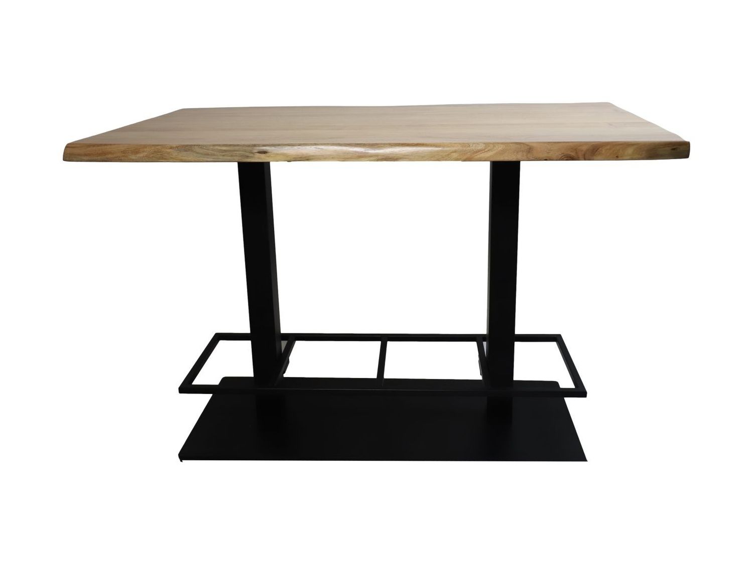 HSM Collection-Rechthoekige Bartafel 2 Pilaren-140x80x92-Naturel/Zwart-Acacia/Metaal