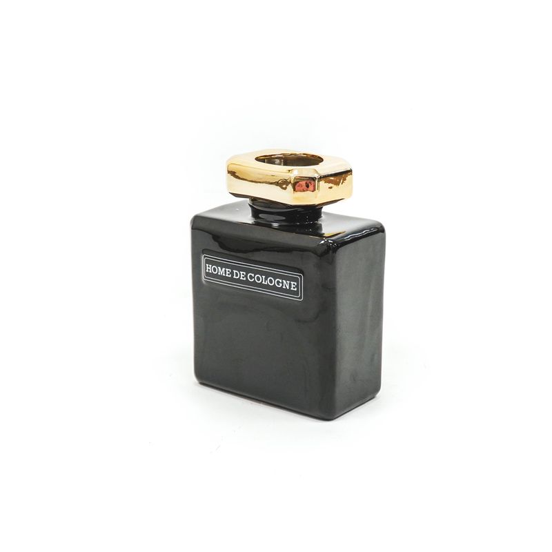 HV Home de Cologne Vase - Black/Gold - 14.4x8.8x19.9cm
