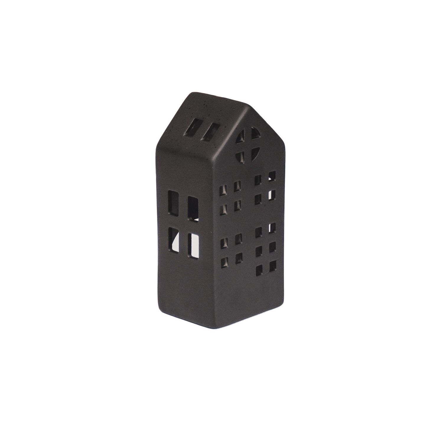 HV House Tealight Holder- Black - 7x6x15cm