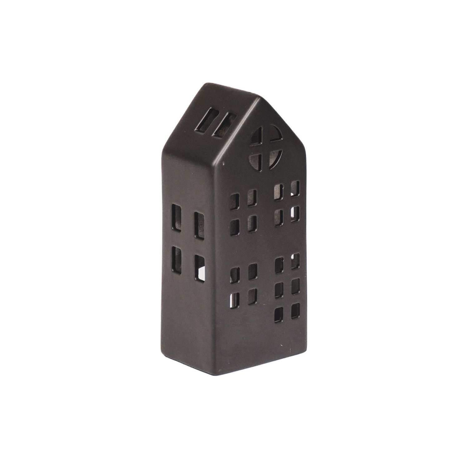 HV House Tealight Holder- Black - 8,5x6,5x19,5cm