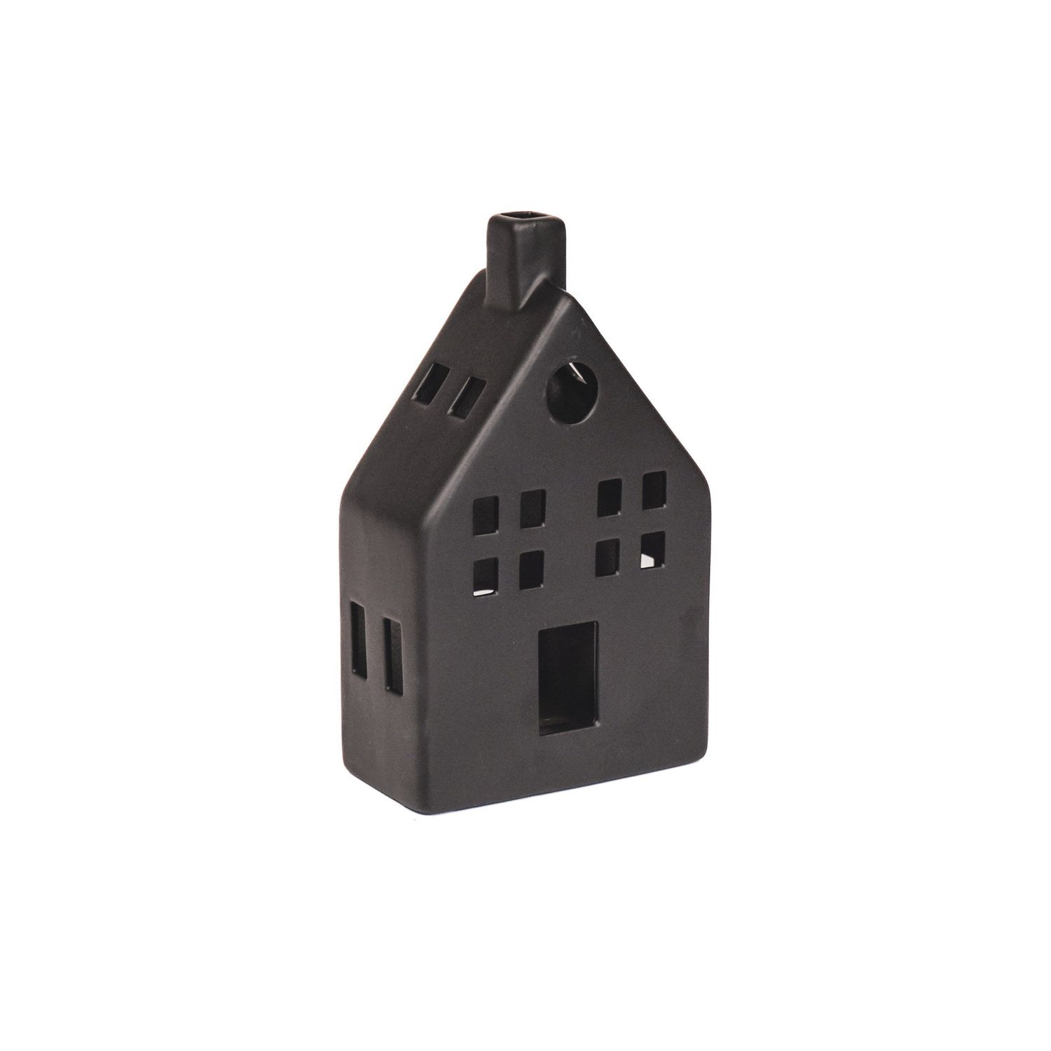 HV House Tealight Holder- Black - 12x6x19,5cm