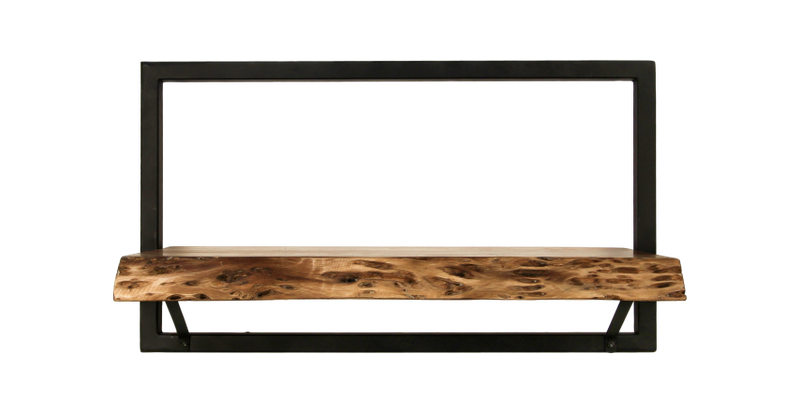 HSM Collection-Wandplank Levels Live Edge -56x22x32-Naturel/Zwart-Acacia/Metaal