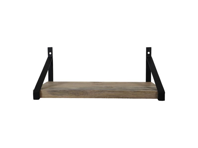 HSM Collection-Wandplank -50x25x20-Naturel/Zwart-Mango/Metaal