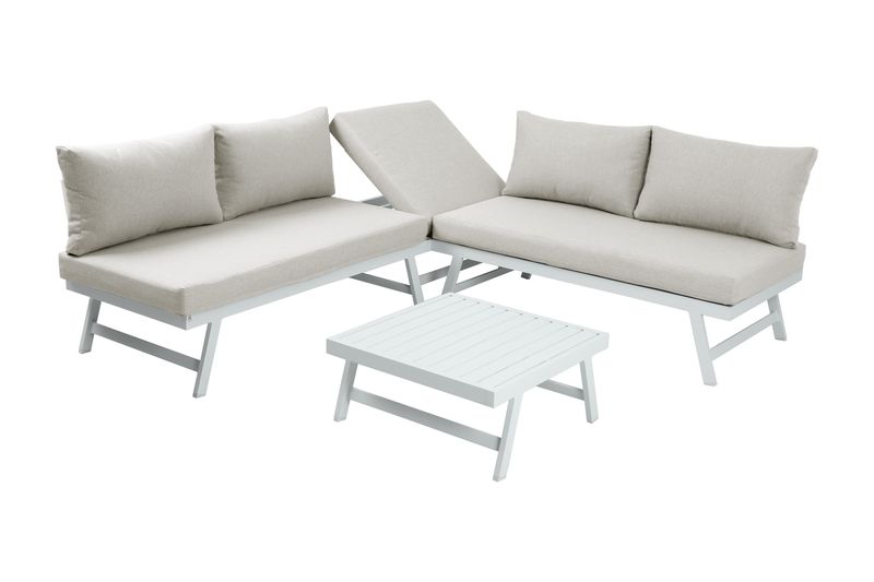 Intimo Garden Max Alu Loungeset – Wit Frame, Beige Kussens