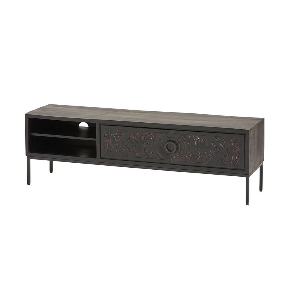 TV dressoir 160 met 2 deuren en 2 open vakken | Carving Collectie