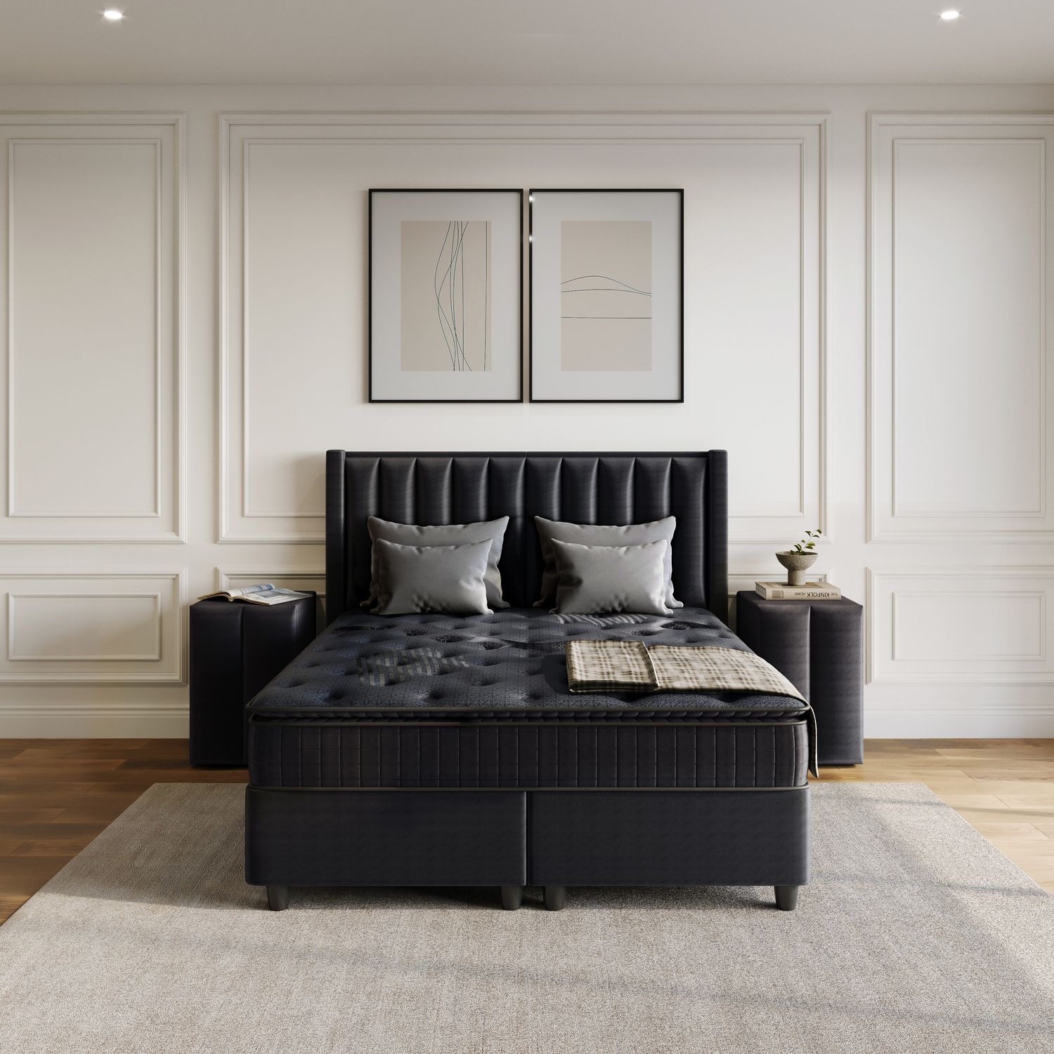 Opbergboxspring Blackpearl Antraciet 180x210