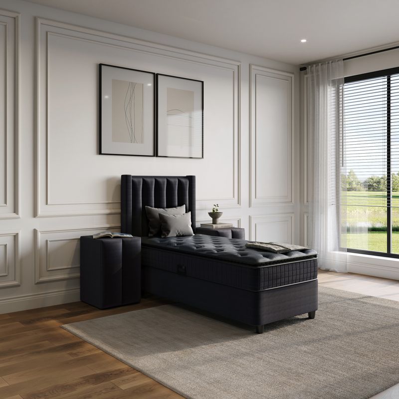 Opbergboxspring Blackpearl Antraciet 90x200