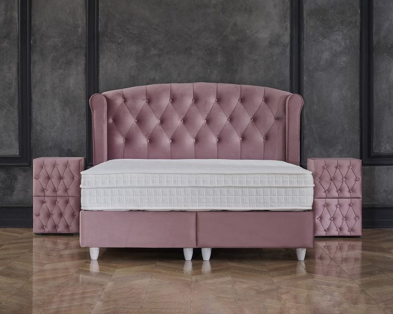 Opbergboxspring Aurora Velvet Roze 180x200