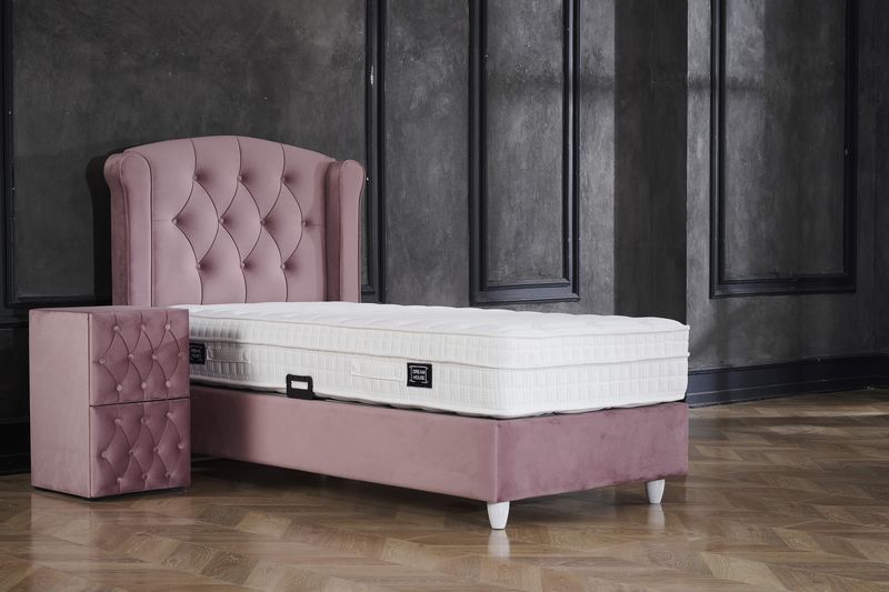 Opbergboxspring Aurora Velvet Roze 90x200