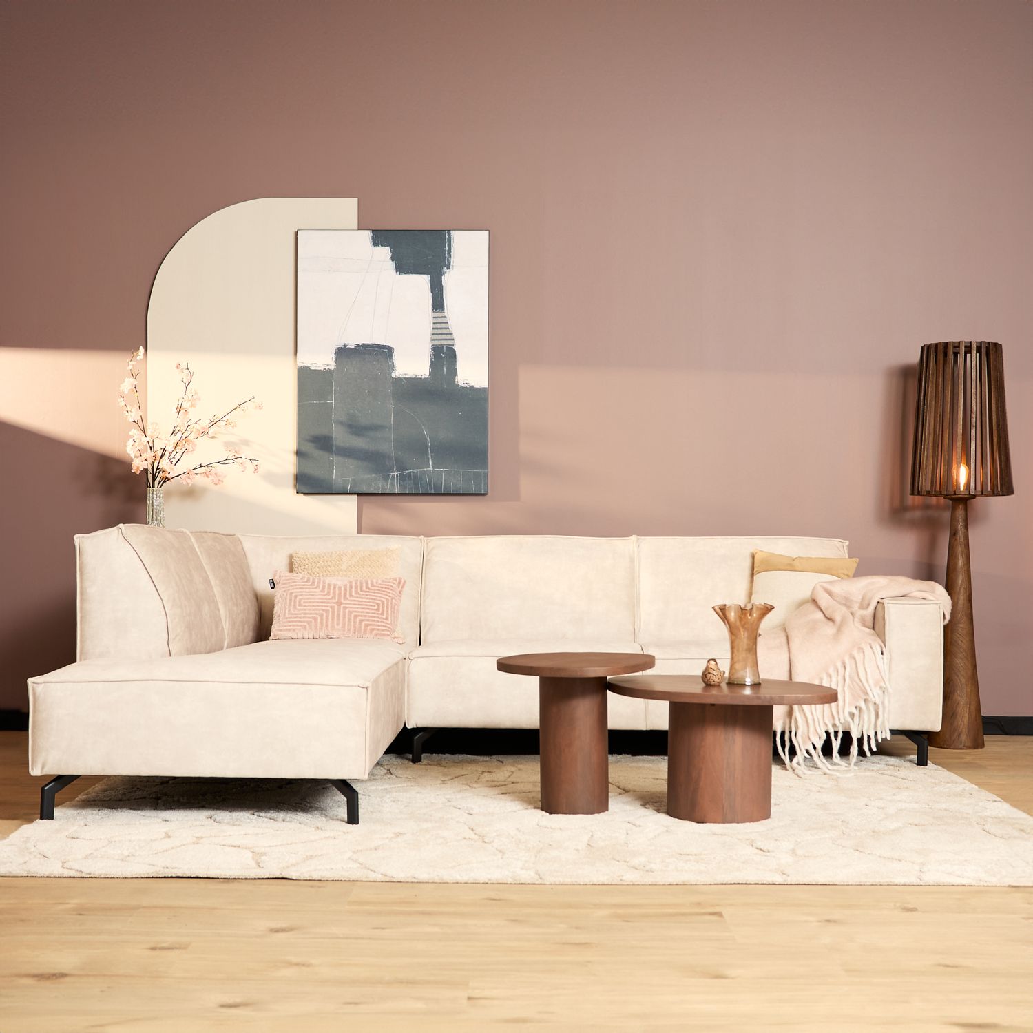 MySofa Floris | Divan Links + 2,5 zits | Beige | Velvet