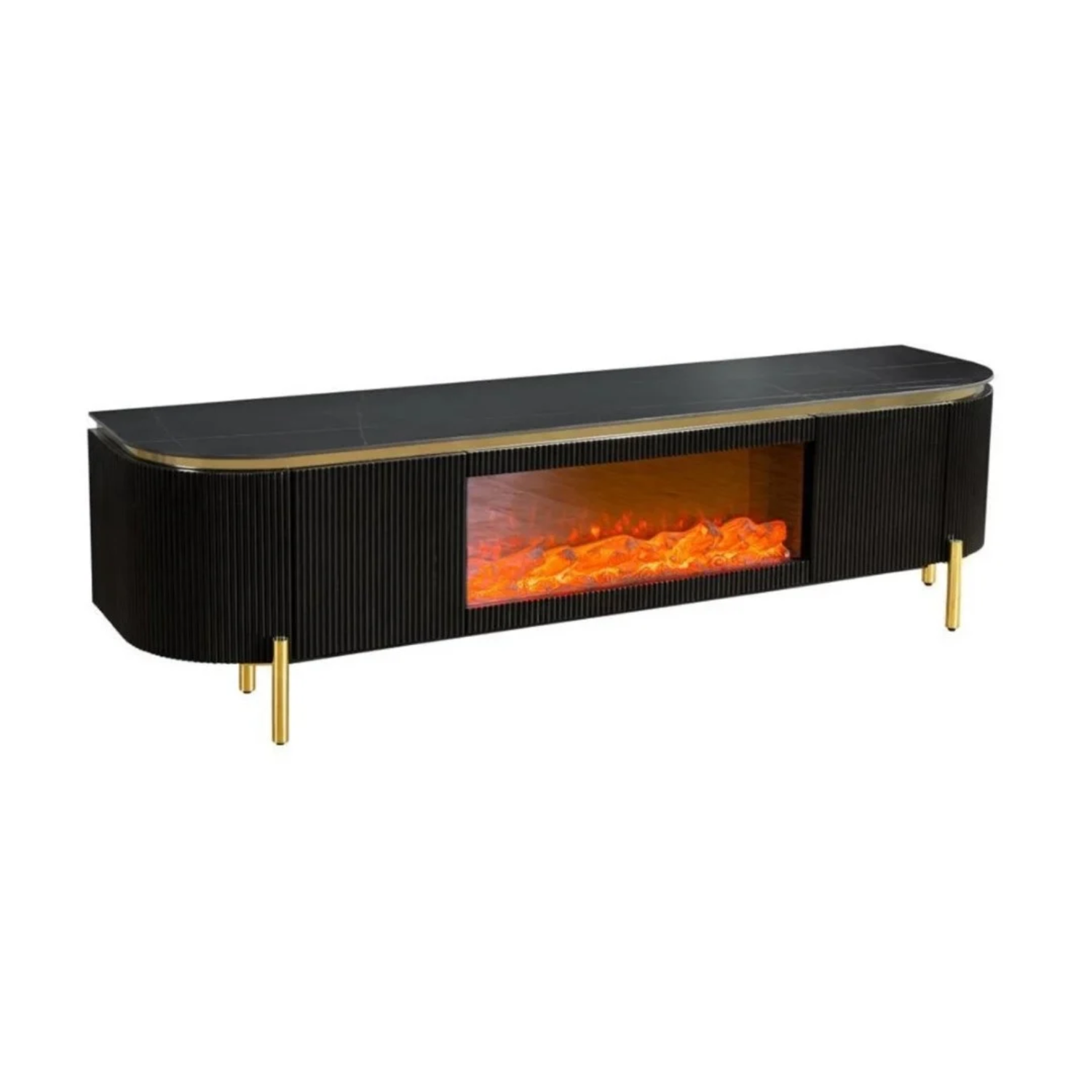 AQUA TT BLACK/GOLD FIREPLACE 200X50X55 BLACK/WHITE CERAMIC