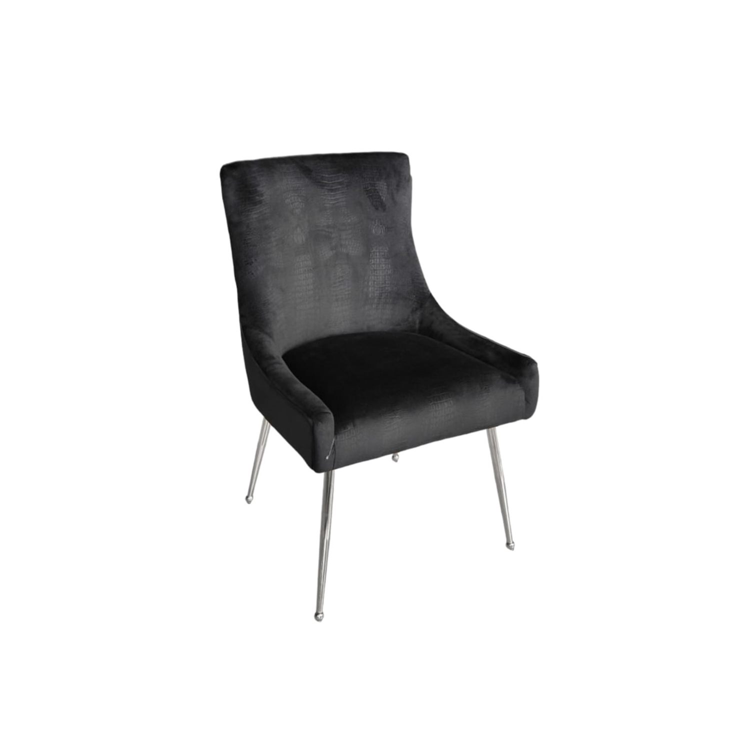 CHAIR Genoa 5255 SILVER LEGS + BLACK CROCO