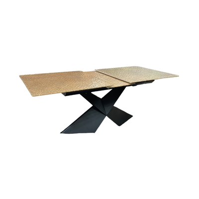 EMPIRE DT BLACK 180/220X90 GOLD FUSED GLASS TOP EMPIRE DT BLACK 180/220X90 GOLD FUSED GLASS TOP