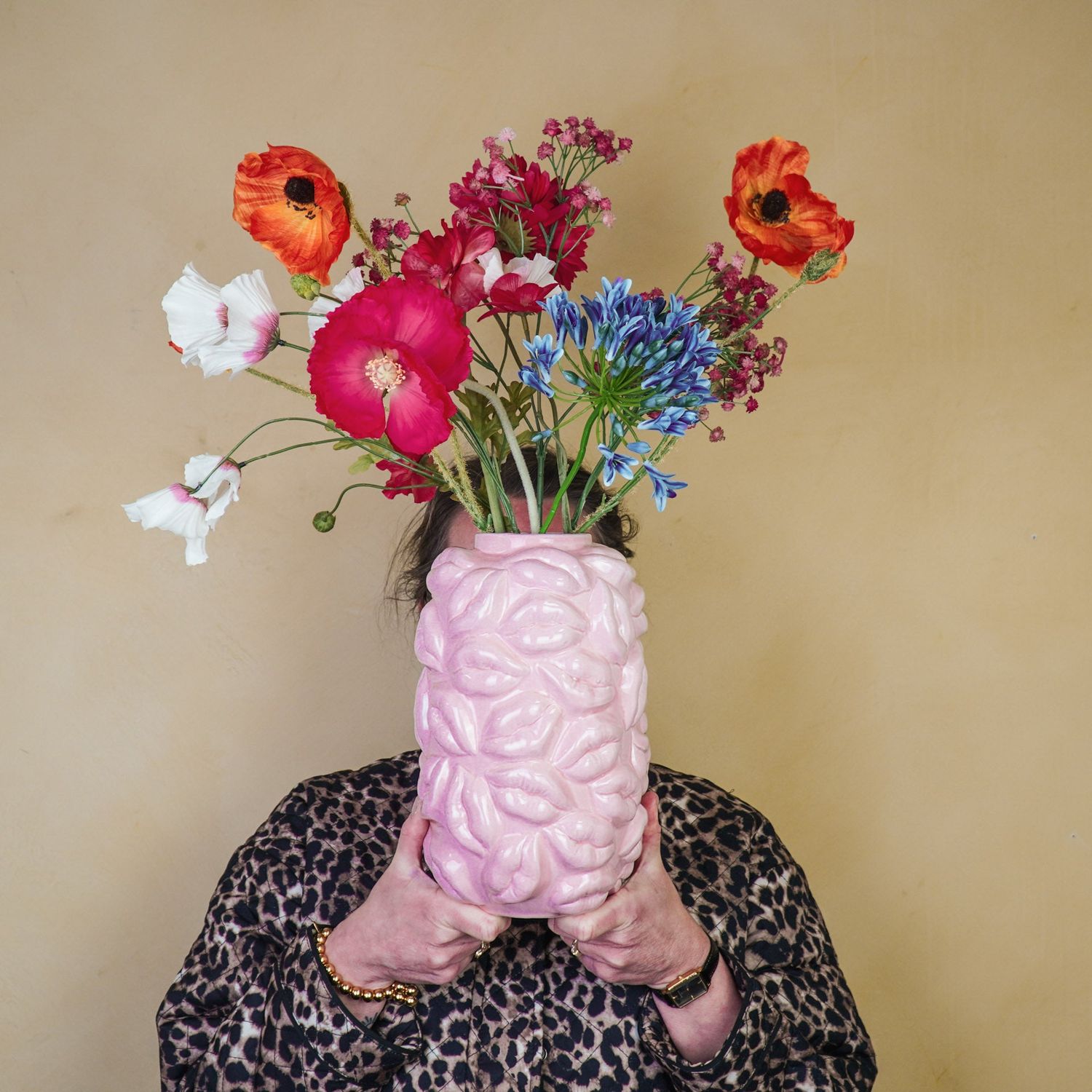 Vase - Kisses - Ceramics - Light Pink - 17x17x27cm