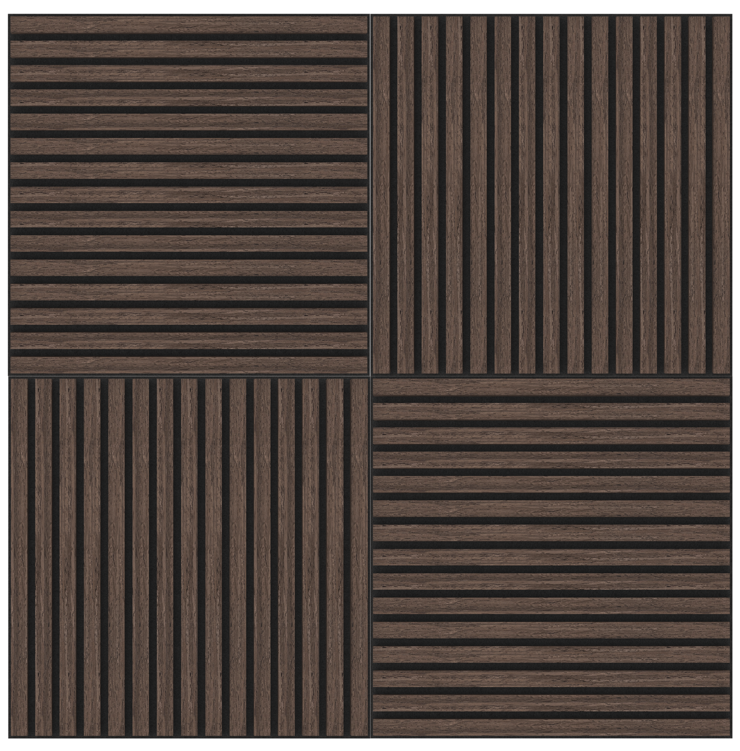 Akupanel Eiken Dark Walnoot 60 x 60 cm Lattenwand Akoestische wandpanelen