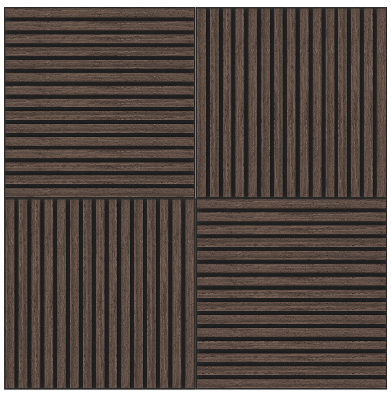 Akupanel Eiken Dark Walnoot 60 x 60 cm Lattenwand Akoestische wandpanelen
