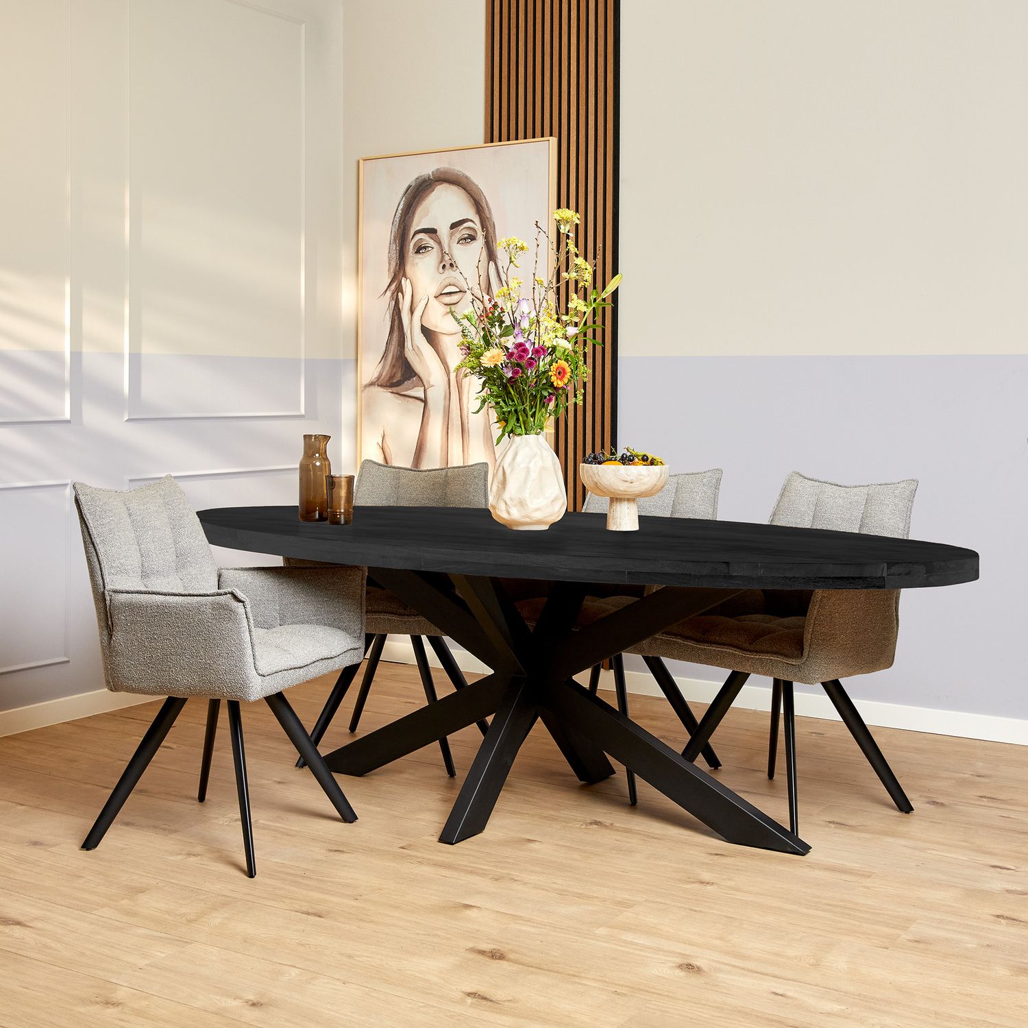 Eetkamertafel Denver Black | Ovaal | 300 cm
