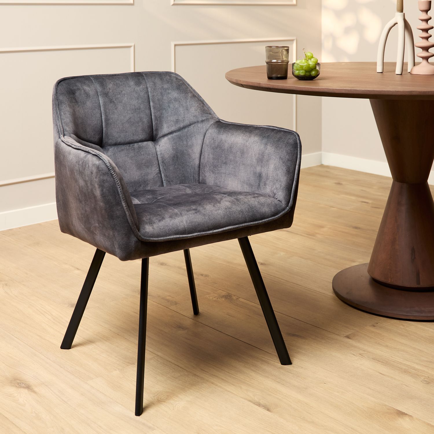 Eetkamerstoel Emma | Velvet Dark Grey