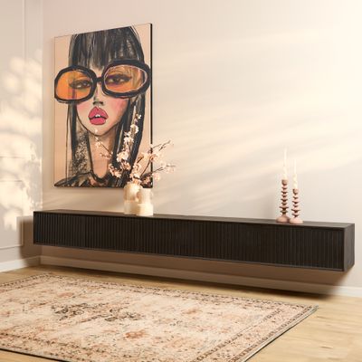 Zwevend tv meubel Madison Black | 280 cm