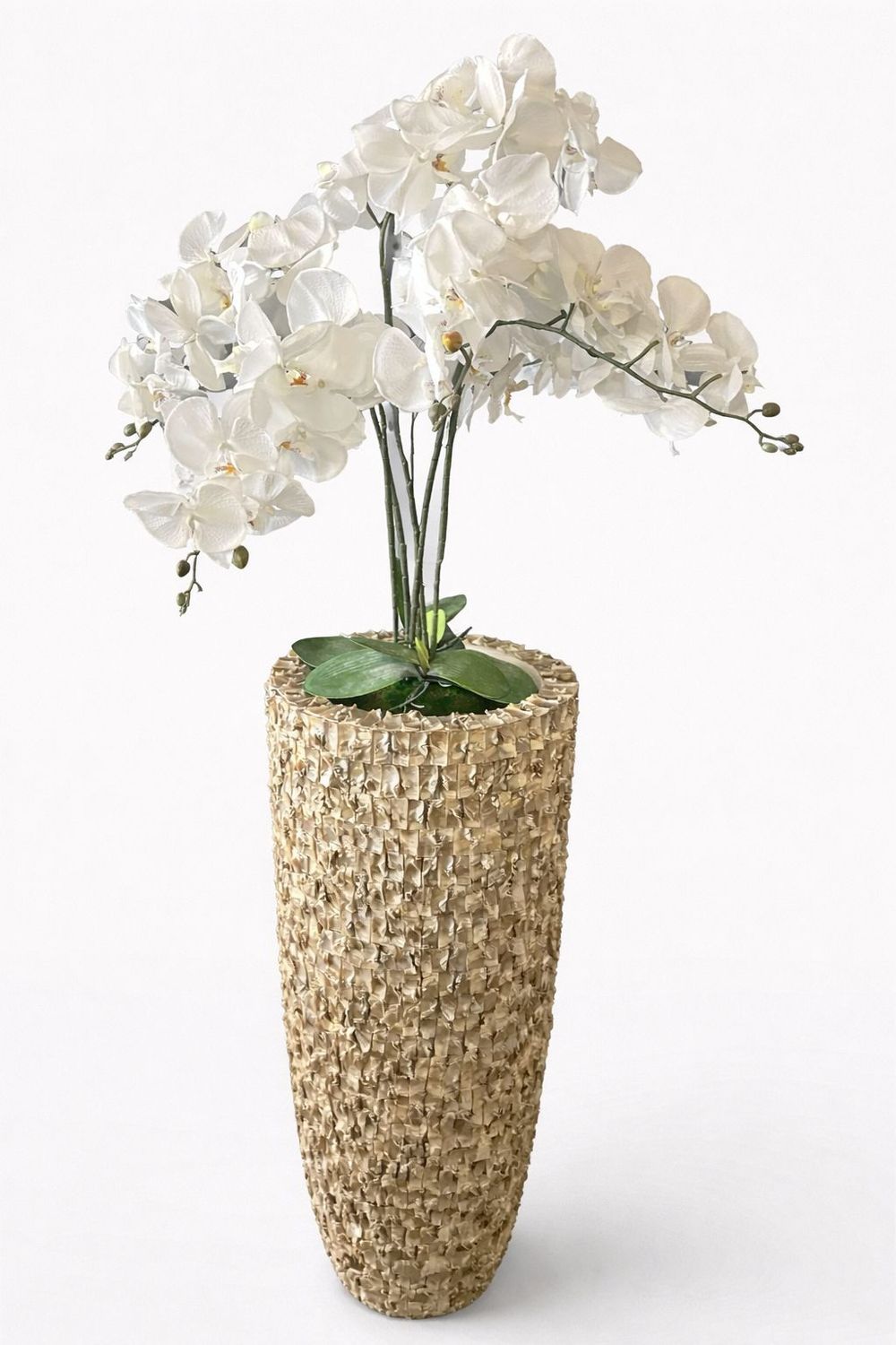 Kunst bloem Orchidee wit groen accenten