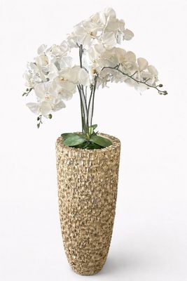 Kunst bloem Orchidee wit groen accenten