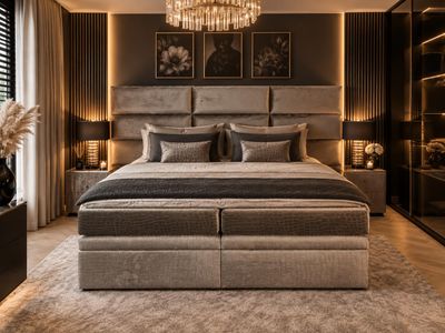 Venus XL complete boxspring, Croco Champagne, Croco Antraciet Grijs
