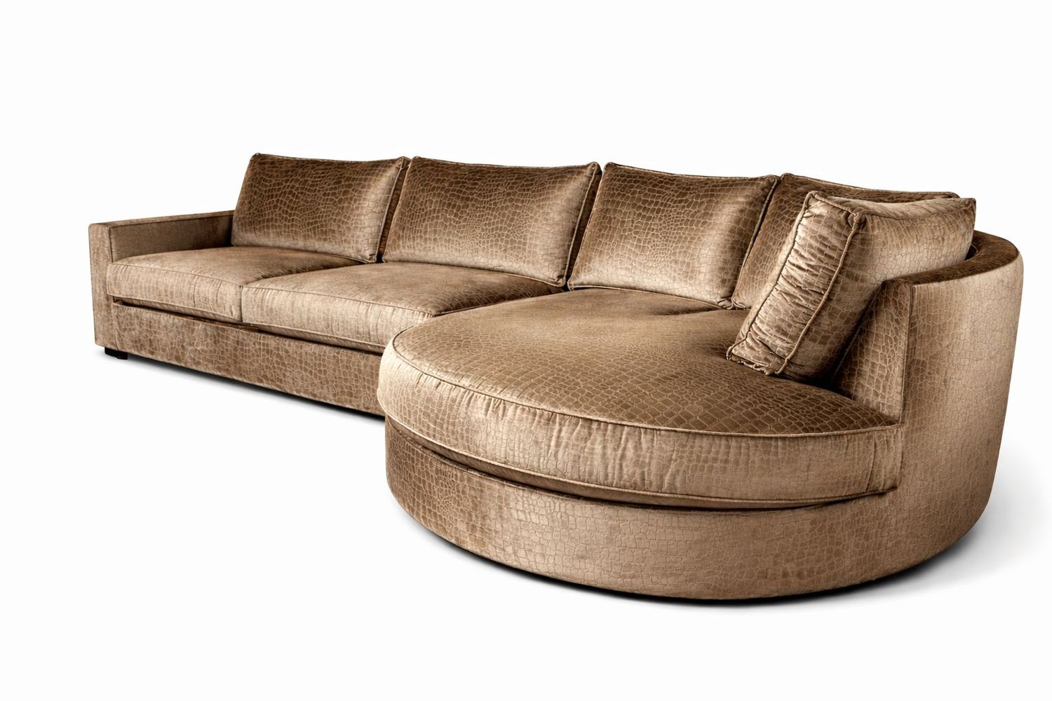 Hoekbank Corne met ronde lounge. Kies uw kleur en stofkeuze!