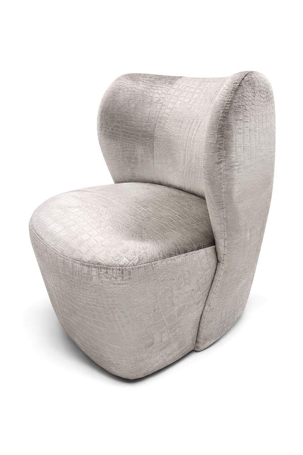 Fauteuil Rhona in luxe Champagne, Zwart velvet stof, keuze uit  Croco of Kemer
