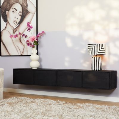 Zwevend tv meubel Vision Black | 200 cm Zwevend tv meubel Vision Black | 200 cm