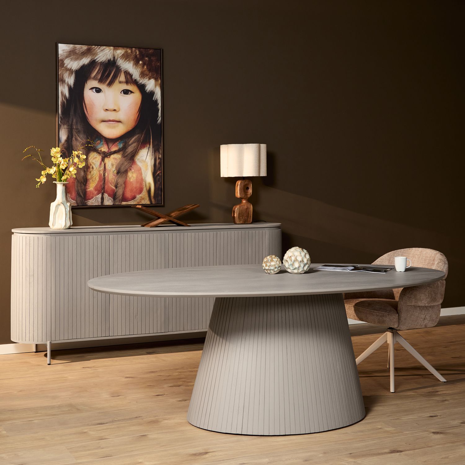 Eettafel Solana | 240 cm | Ovaal | Taupe