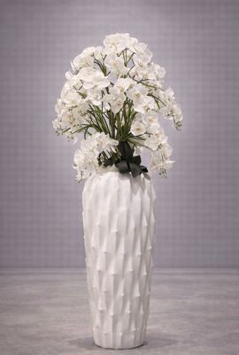 Luxe Witte Vloervaas met Witte zijde Orchideeën