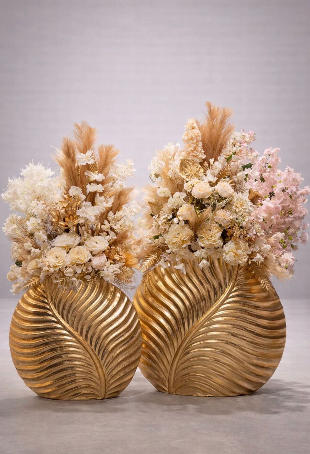 ​Luxe Gouden Blad Vaas | Inclusief Bloemstuk