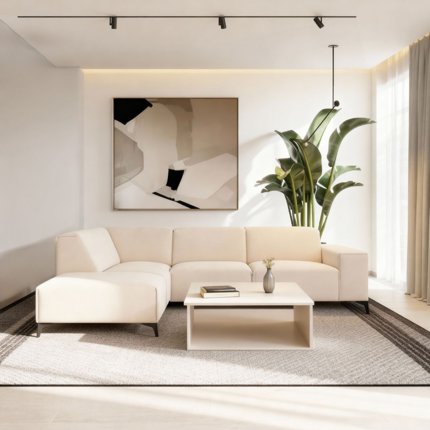 Maddox, 3 zits hoek links, stof Holms 23, H460 beige