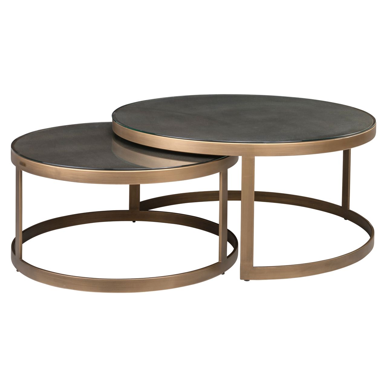 Salontafel Bloomville brass shagreen incl. glass tops (Set of 2)