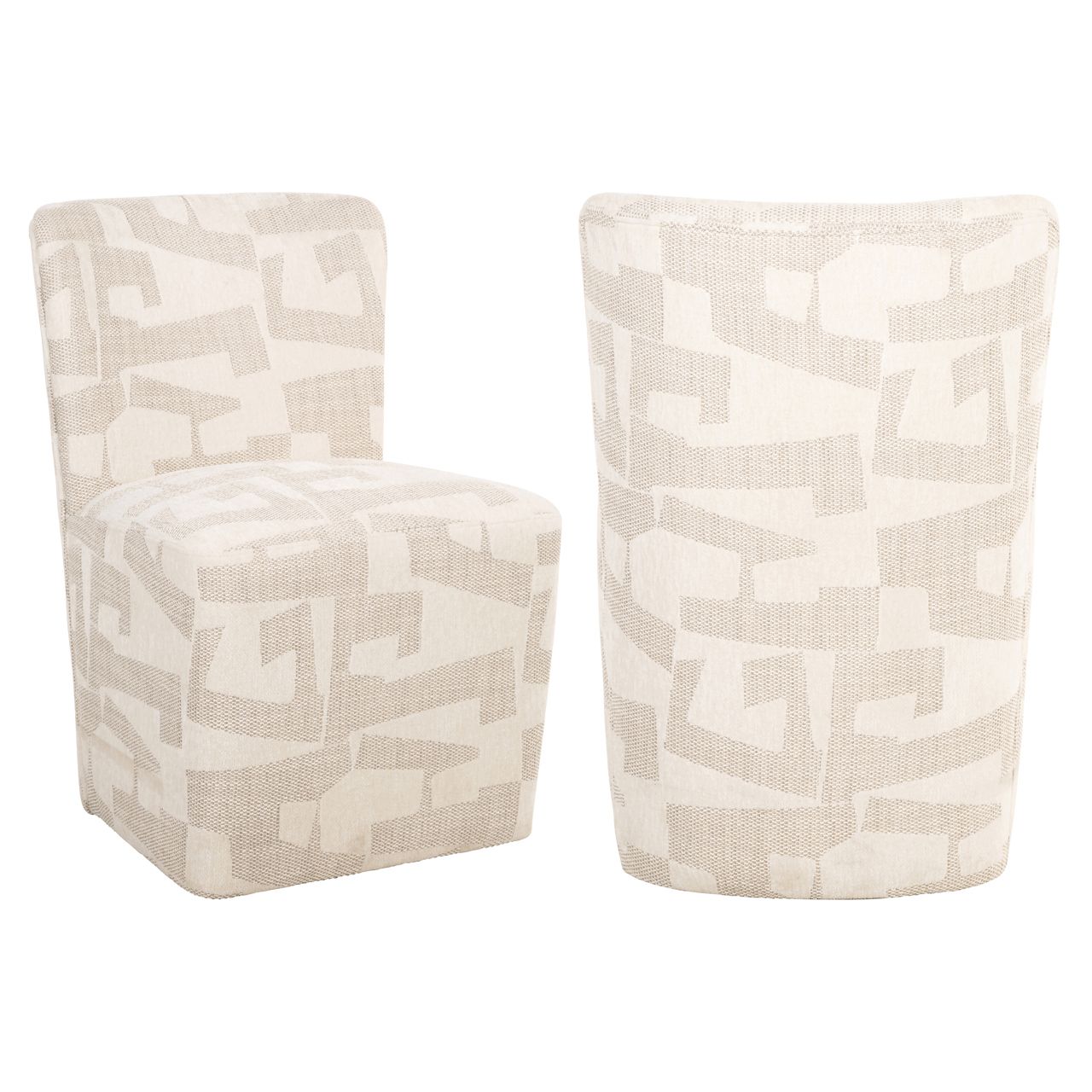 Eetkamerstoel Lorain beige graffic on wheels