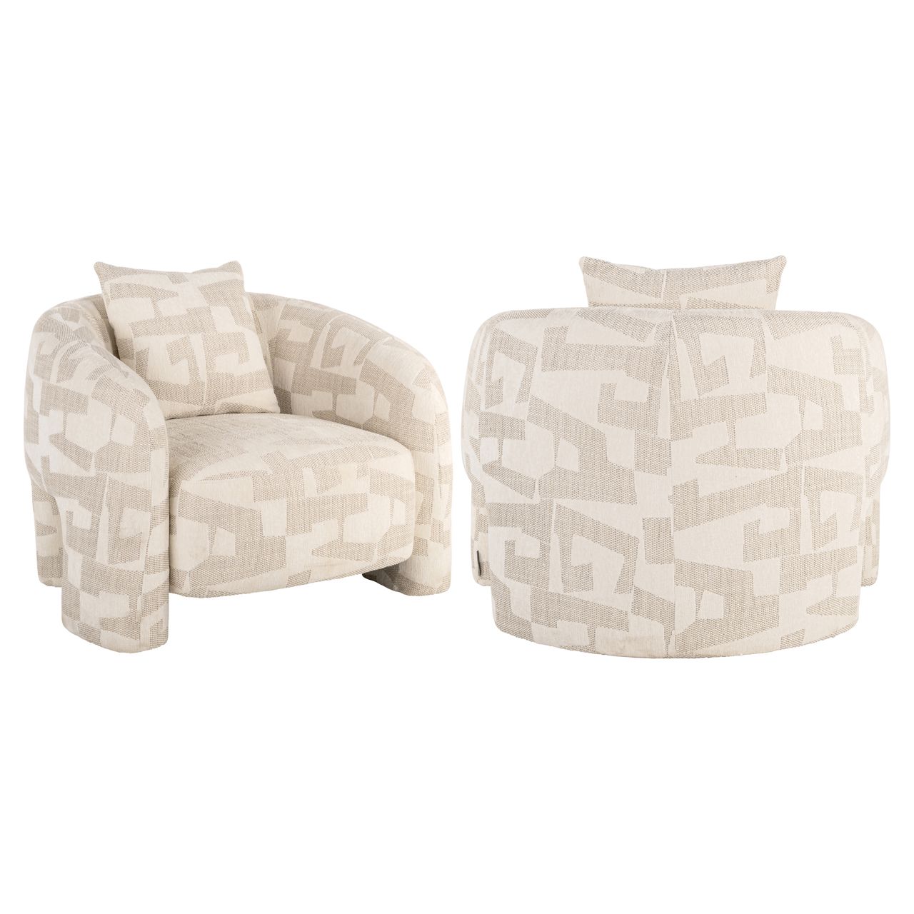 Lounge stoel Tuscany beige graffic
