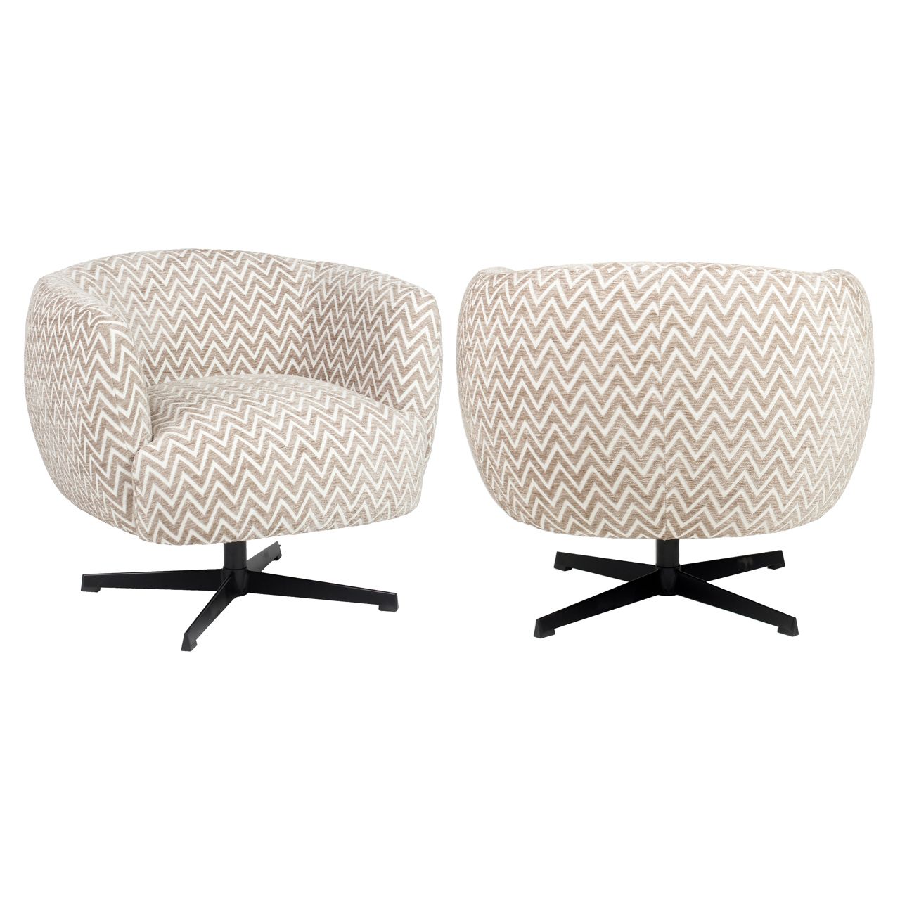 Lounge stoel Estelle sand chevron swivel