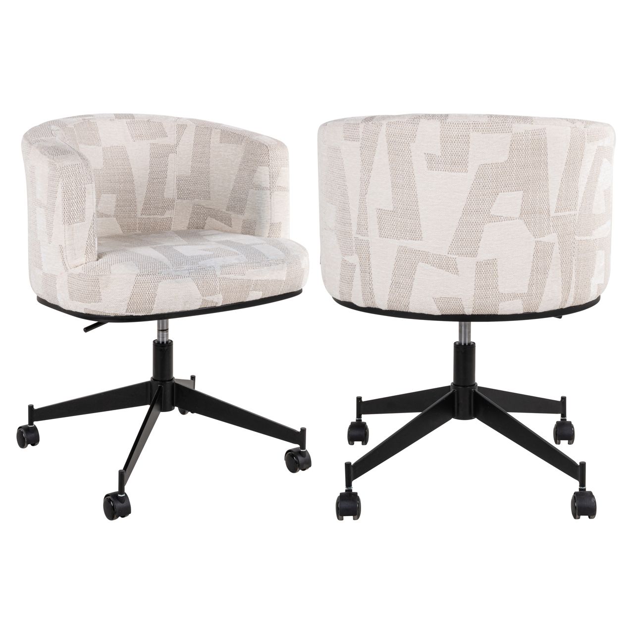 Eetkamerstoel Rochenne beige graffic swivel on wheels