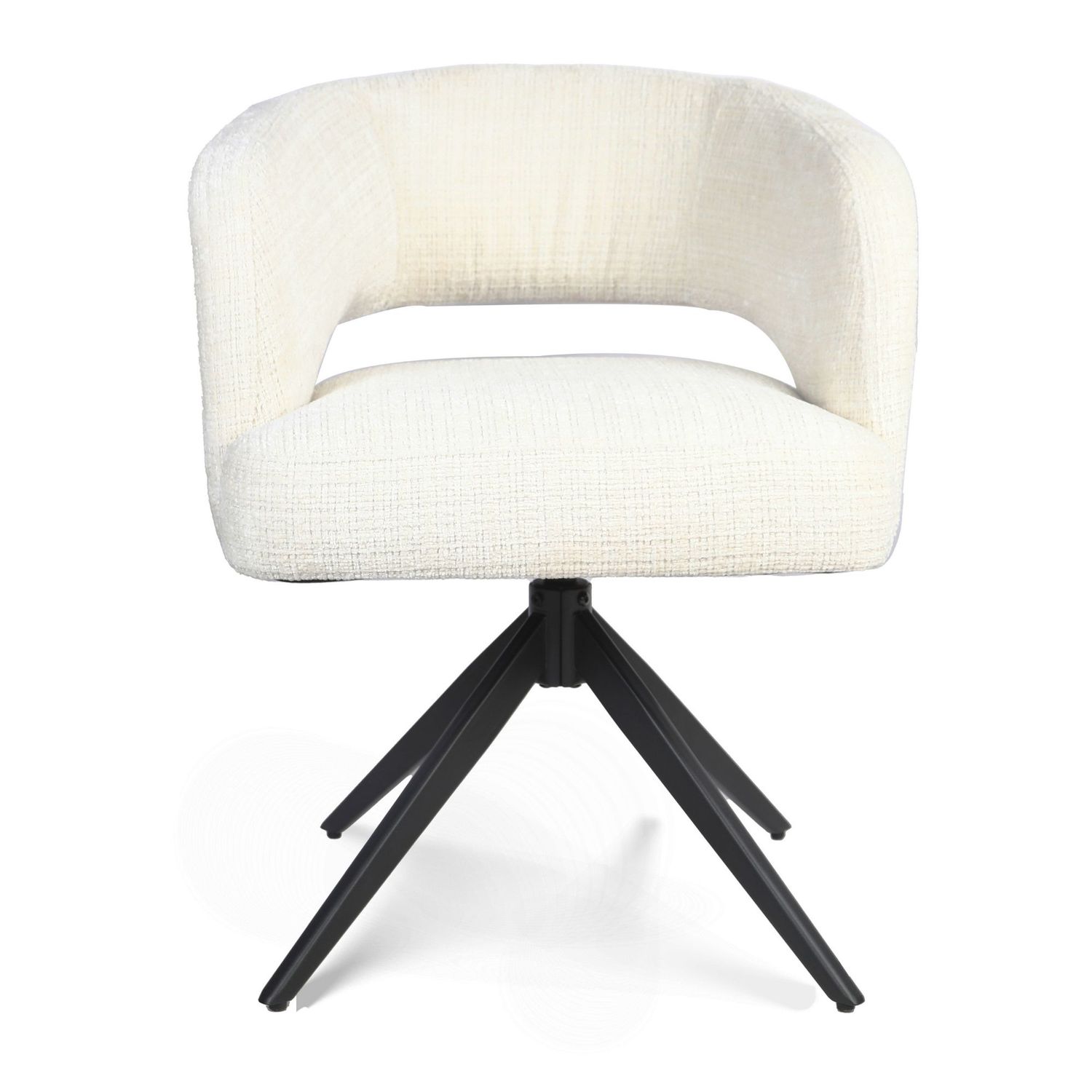 Eetkamerstoel Demi | Off White | Poot Black | Met armleuning