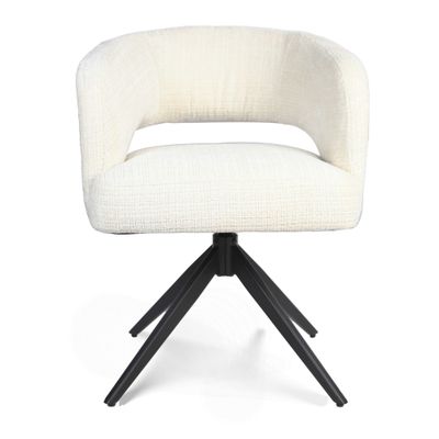 Eetkamerstoel Demi | Off White | Poot Black | Met armleuning