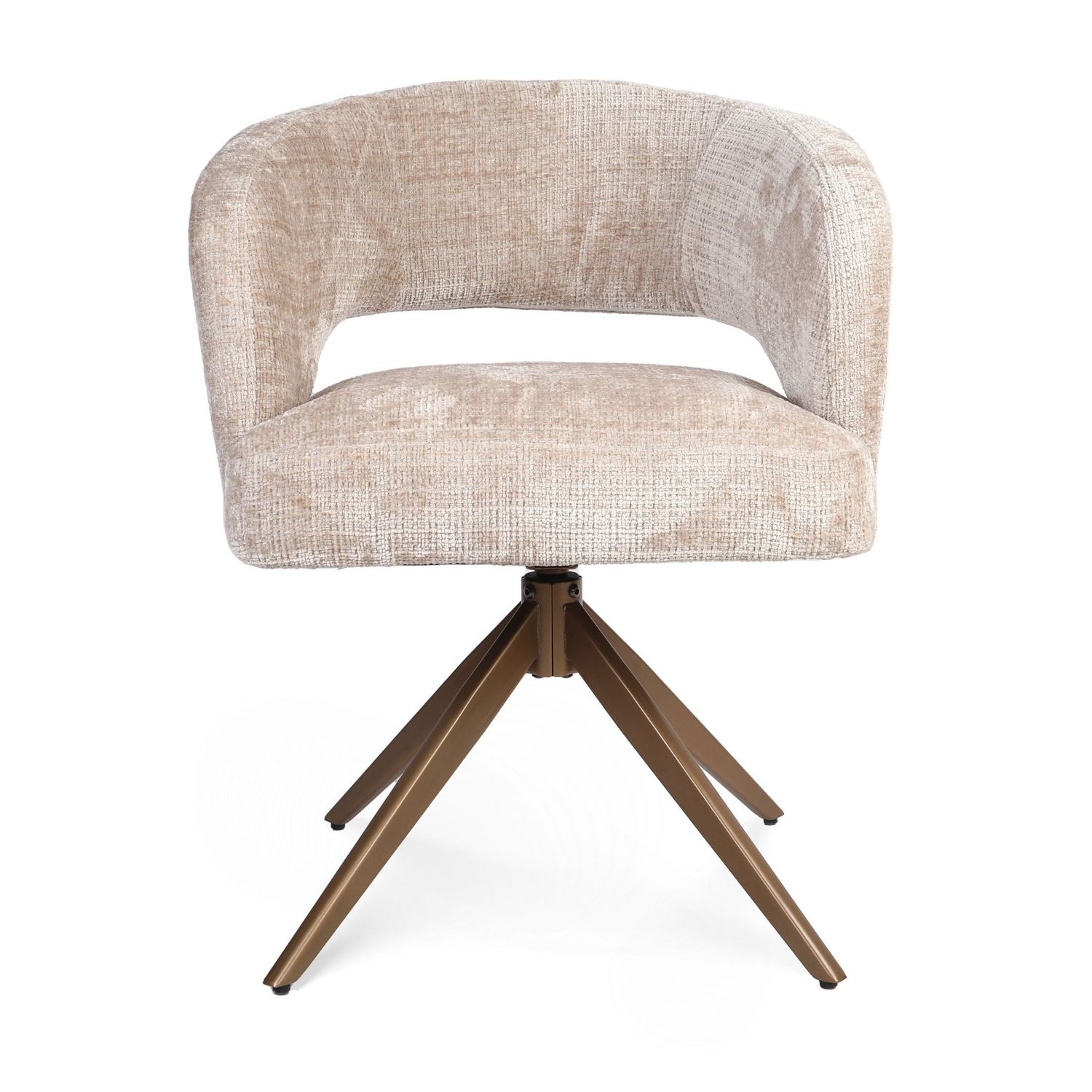 Eetkamerstoel Demi | Beige | Poot Bronze |  Met armleuning